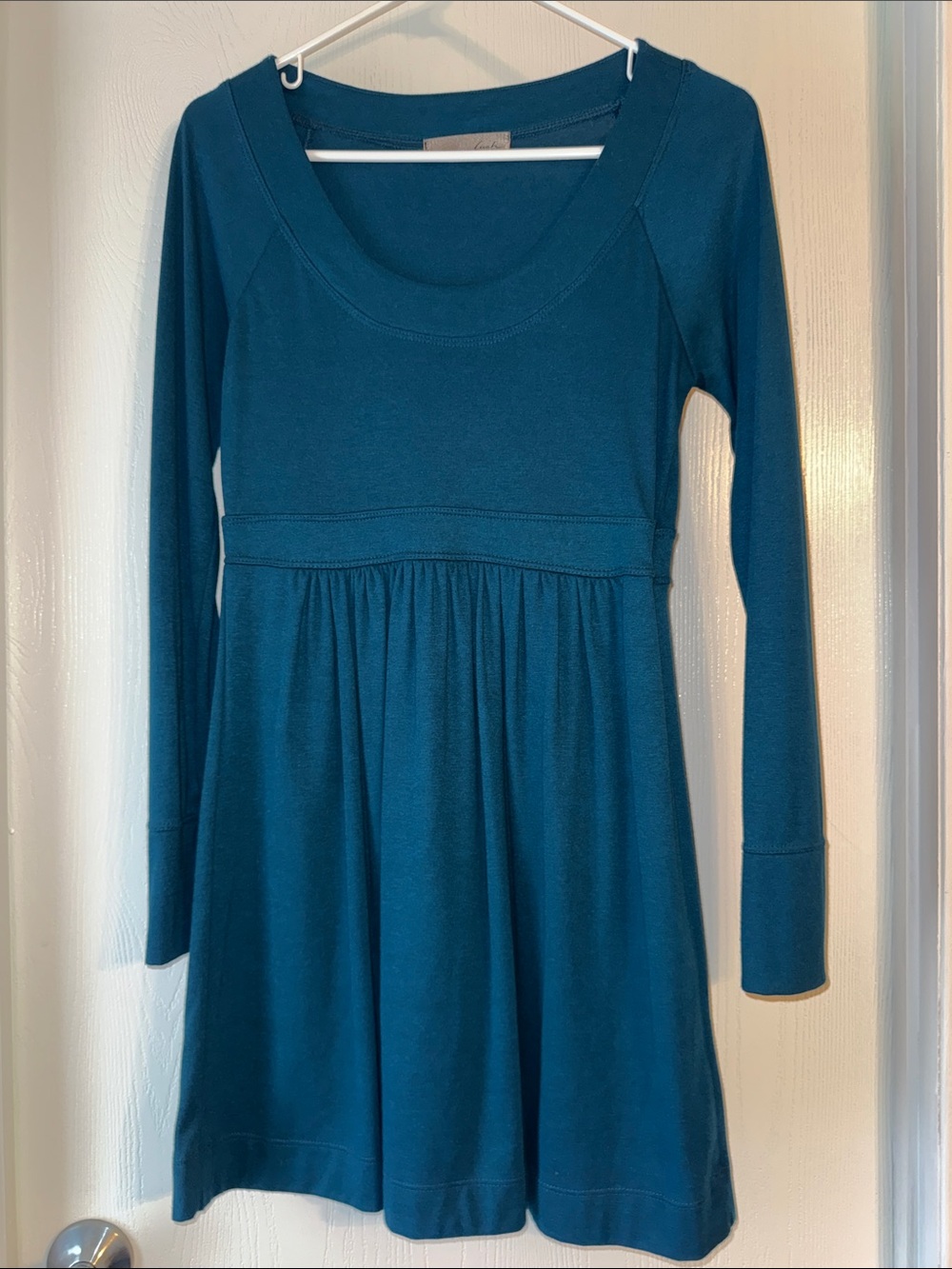 Lush Teal Long-Sleeve Casual Dress